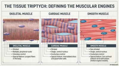 Comparison of skeletal, cardiac, and smooth muscle tissue