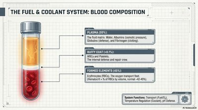 Blood composition: plasma, buffy coat, and formed elements