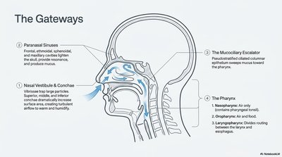 Diagram of nasal and pharyngeal structures