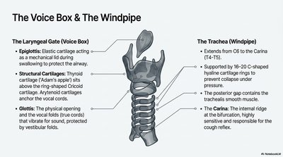 Diagram of the larynx and trachea
