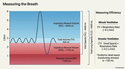 Graph of lung volumes and capacities