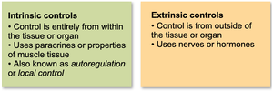 Intrinsic and extrinsic controls of blood flow