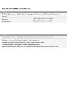 Summary of major endocrine glands and hormones