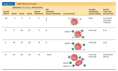 ABO blood group table