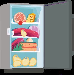 Illustration of a refrigerator representing fat and mineral storage in bone