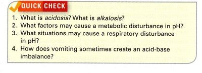 Quick check: Acidosis, alkalosis, and causes of disturbances
