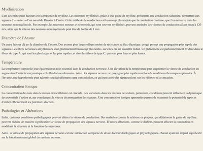 Facteurs influant sur la vitesse de propagation
