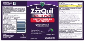 ZzzQuil Night Pain (diphenhydramine + acetaminophen)