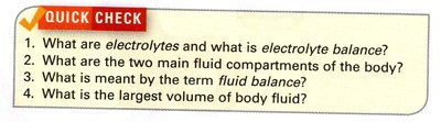 Quick check questions about fluid and electrolyte balance