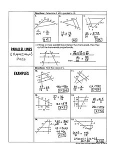 Parallel lines and proportional parts examples
