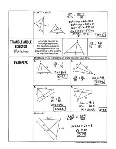 Triangle angle bisector theorem and examples