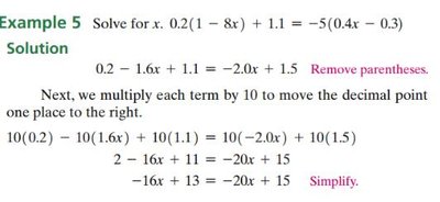 Example 5 solution for equation with decimals