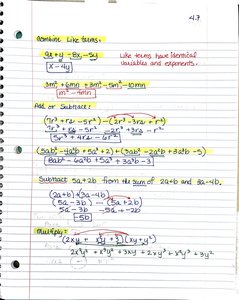 Combining Like Terms and Degree