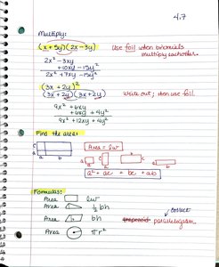 Multiplying Binomials and Area Formulas
