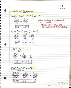Division of Polynomials by Monomial