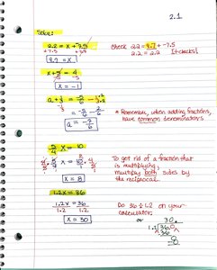 Solving equations with fractions and decimals