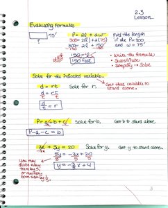 Evaluating formulas and solving for variables
