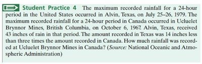 Example 4: The mean annual snowfall in Juneau, Alaska, is 105.8 inches. This is 20.2 inches less than three times the annual snowfall in Boston. What is the annual snowfall in Boston?