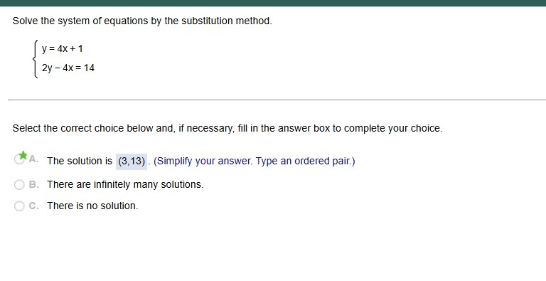 System of equations substitution method example