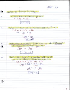 Examples of translating and solving basic word problems