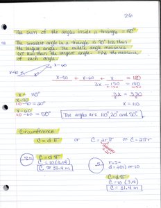 Triangle angle sum and circumference examples
