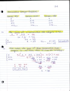 Consecutive integer problems and solutions