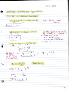 Solving geometry formulas for a variable