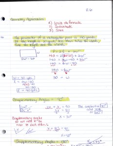 Geometry applications: perimeter, angles, and circumference