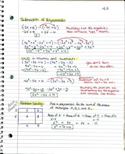 Subtracting polynomials