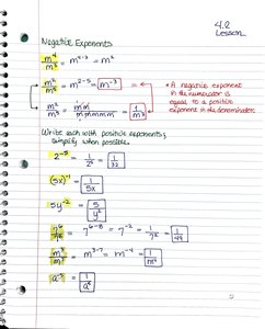Negative exponents and examples