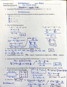 Worked solutions for linear equations