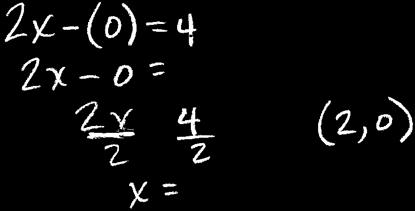 Solving for x-intercept of 2x - y = 4