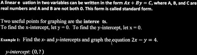 Definition and example of standard form of a linear equation