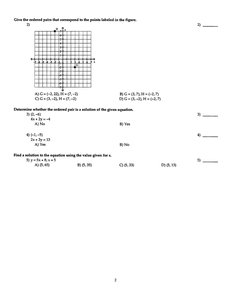 Graph with labeled points for identifying coordinates