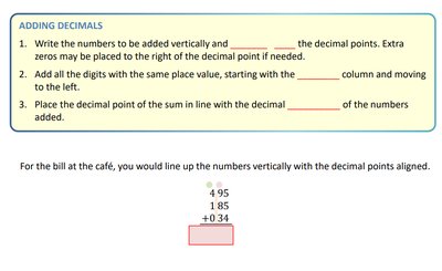 Adding decimals example