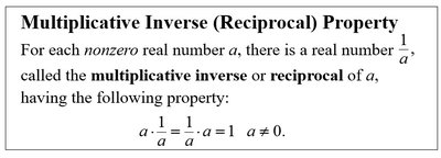 Multiplicative inverse property