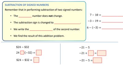 Subtraction of signed numbers