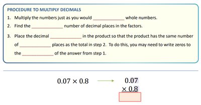 Procedure to multiply decimals