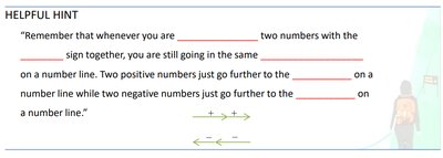 Helpful hint for adding numbers with the same sign on a number line