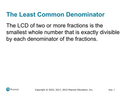 Definition of the least common denominator