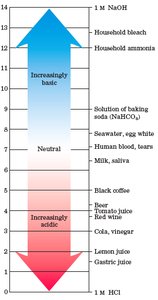 The pH scale table