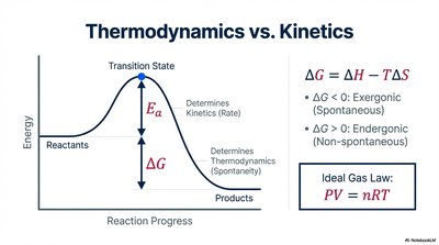 Thermodynamics vs. kinetics energy diagram