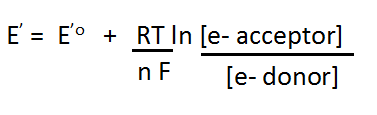 Nernst equation for redox potential