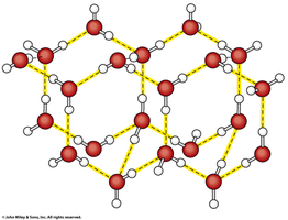 Hydrogen bonding network in ice