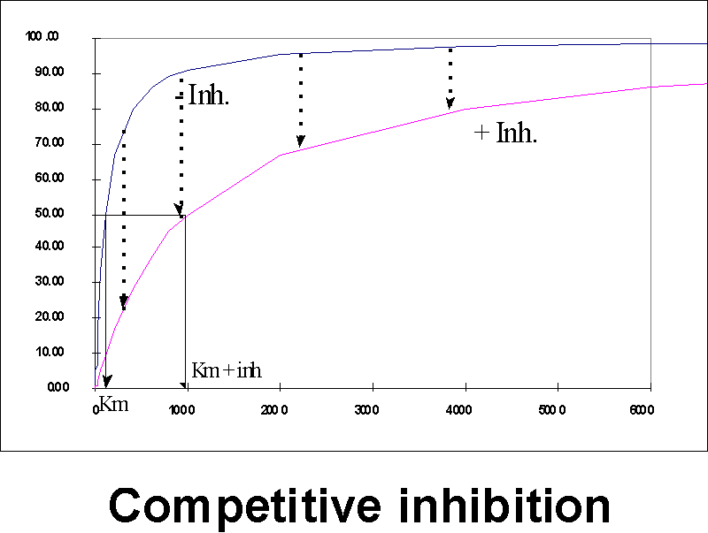 Competitive inhibition: effect on kinetic curve