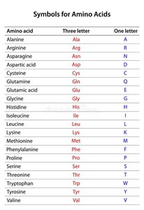 Table of amino acid abbreviations and symbols