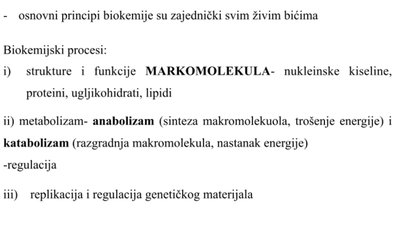 Pregled biokemijskih procesa i makromolekula