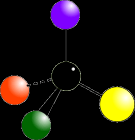 Tetrahedral carbon with four different groups (chiral center)