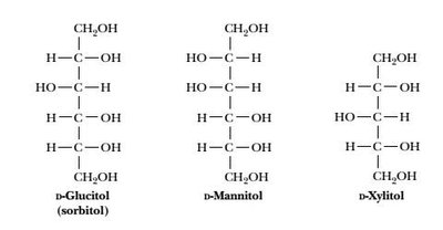 Sugar alcohols: sorbitol, mannitol, xylitol
