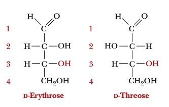 Diastereomers: D-erythrose and D-threose